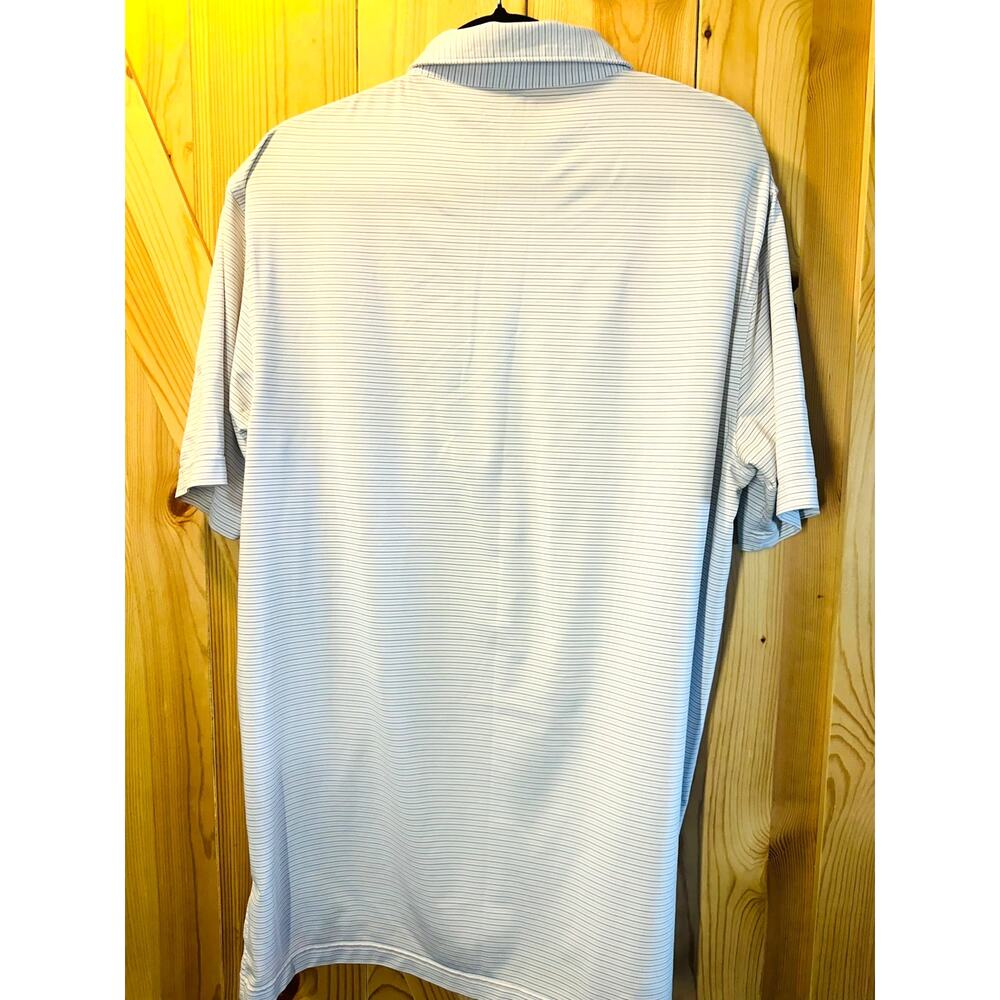 Peter Millar Golf Polo Size M Blue Micro Stripe Chartwell Country Club Crest - Picture 2 of 10